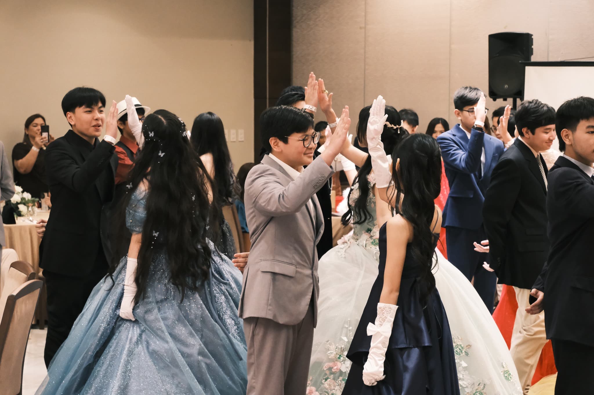 LICSM students celebrating together at a formal school event.